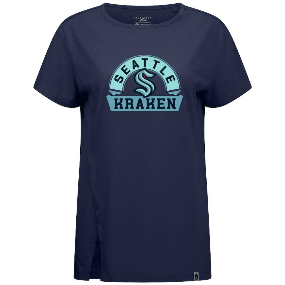Seattle Kraken Levelwear Women's Influx Banner Arch T-Shirt - Deep Sea Blue | US 203145173