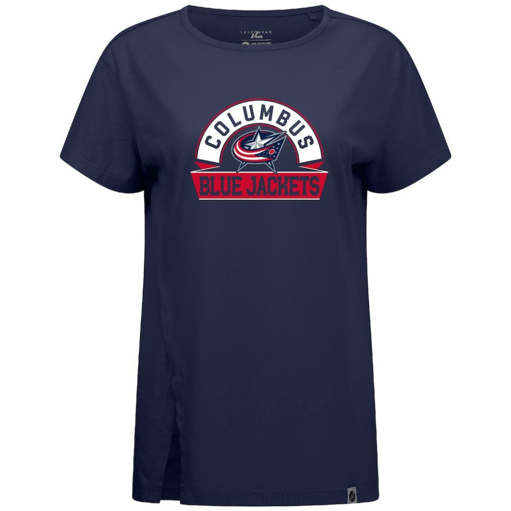 Columbus Blue Jackets Levelwear Women's Influx Banner Arch T-Shirt - Navy | US 203145180