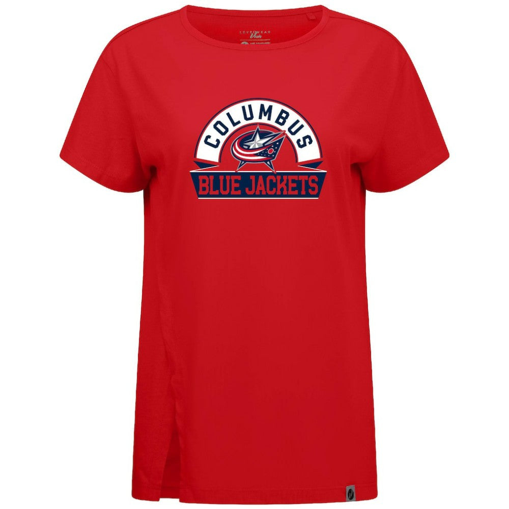 Columbus Blue Jackets Levelwear Women's Influx Banner Arch T-Shirt - Red | US 203145181