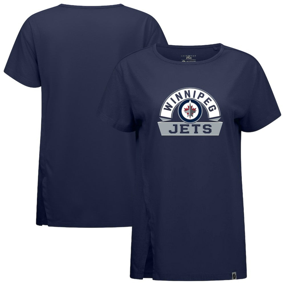 Winnipeg Jets Levelwear Women's Influx Banner Arch T-Shirt - Navy | US 203145190