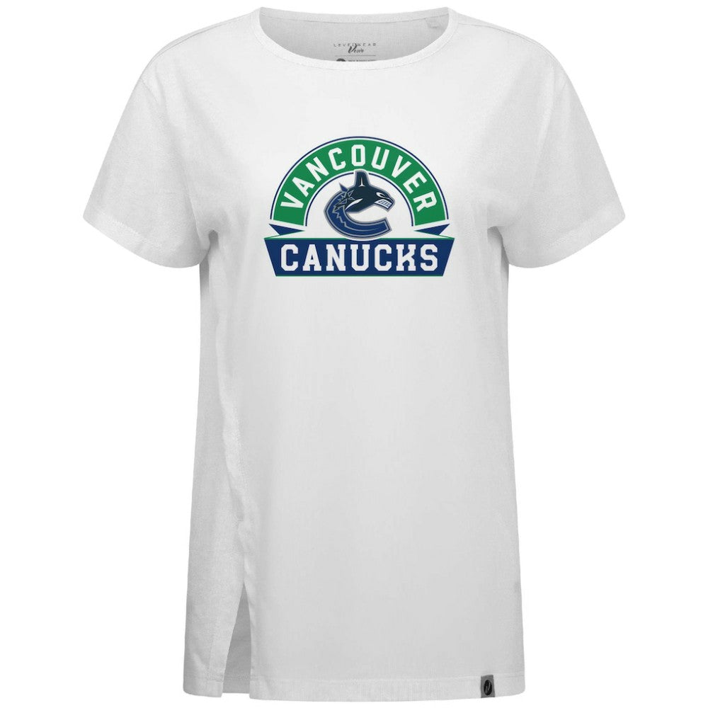 Vancouver Canucks Levelwear Women's Influx Banner Arch T-Shirt - White | US 203145196