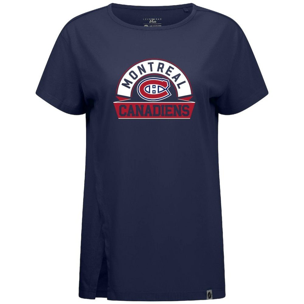 Montreal Canadiens Levelwear Women's Influx Banner Arch T-Shirt - Navy | US 203145206