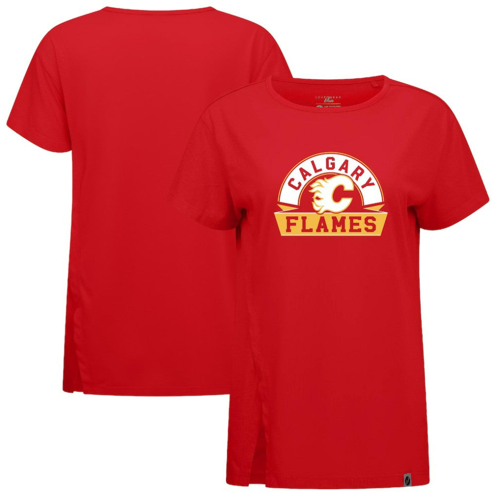 Calgary Flames Levelwear Women's Influx Banner Arch T-Shirt - Red | US 203145214