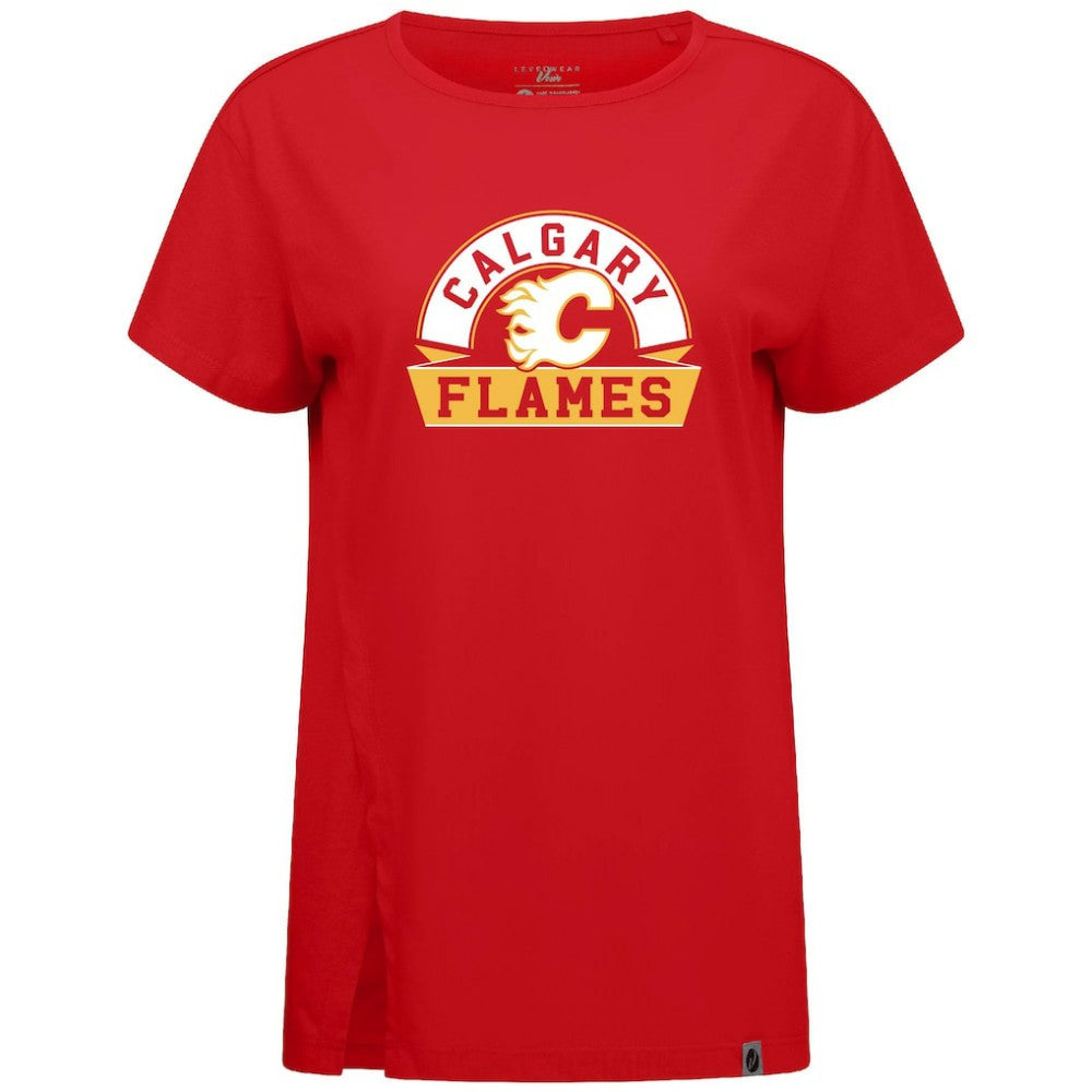Calgary Flames Levelwear Women's Influx Banner Arch T-Shirt - Red | US 203145214