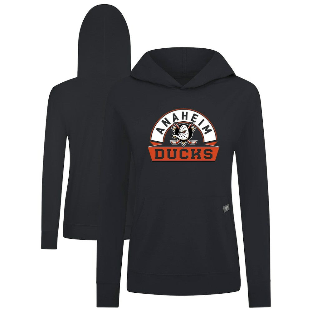 Anaheim Ducks Levelwear Women's Relay Banner Arch Pullover Hoodie - Black | US 203145223