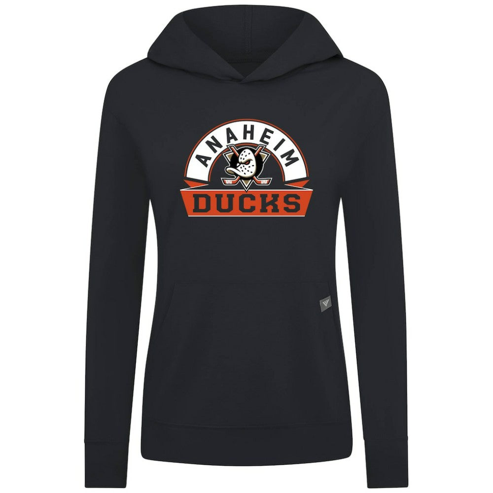 Anaheim Ducks Levelwear Women's Relay Banner Arch Pullover Hoodie - Black | US 203145223