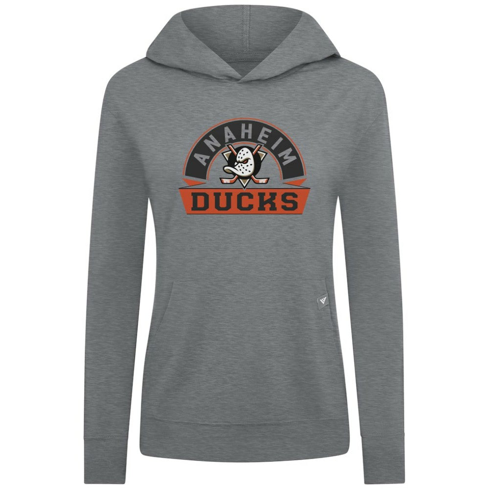 Anaheim Ducks Levelwear Women's Relay Banner Arch Pullover Hoodie - Gray | US 203145224
