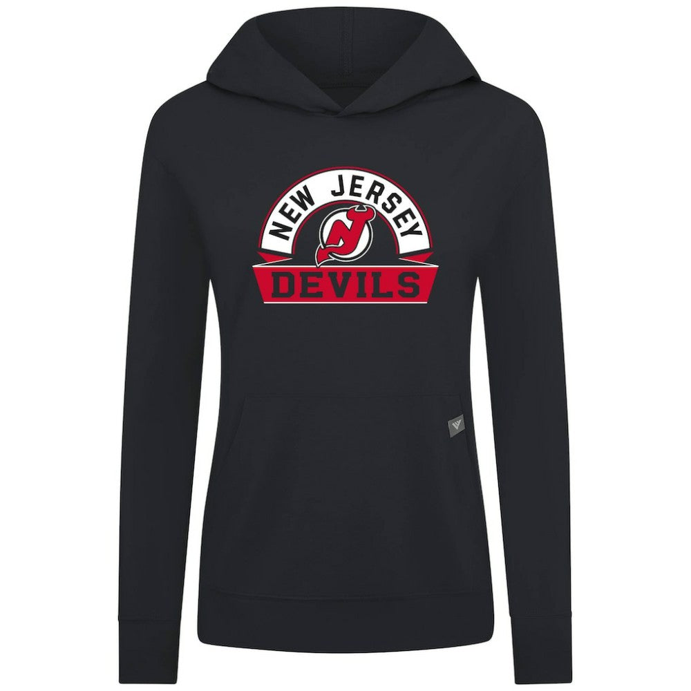 New Jersey Devils Levelwear Women's Relay Banner Arch Pullover Hoodie - Black | US 203145226