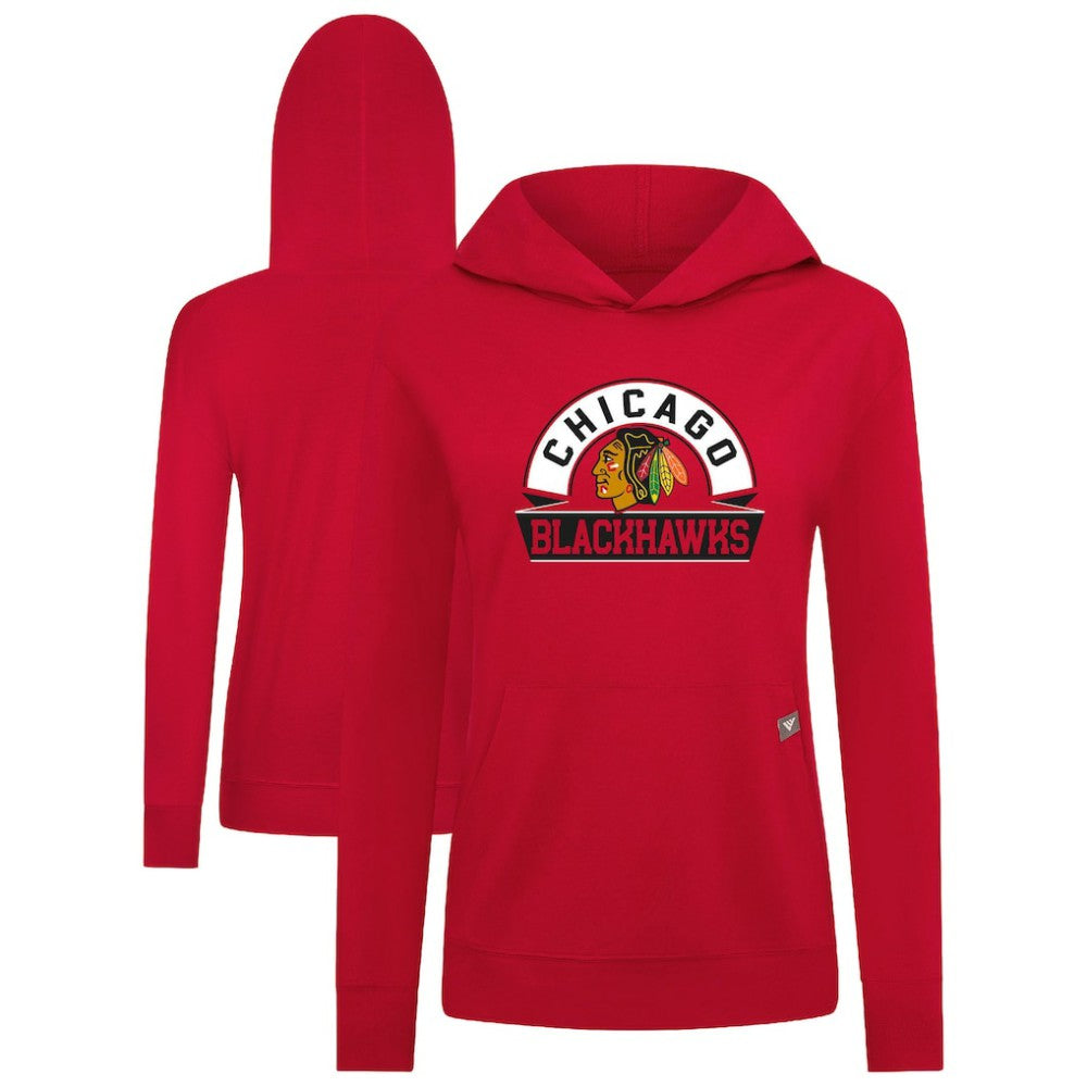 Chicago Blackhawks Levelwear Women's Relay Banner Arch Pullover Hoodie - Red | US 203145229