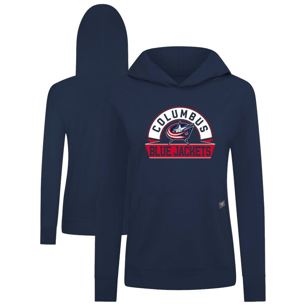 Columbus Blue Jackets Levelwear Women's Relay Banner Arch Pullover Hoodie - Navy | US 203145231