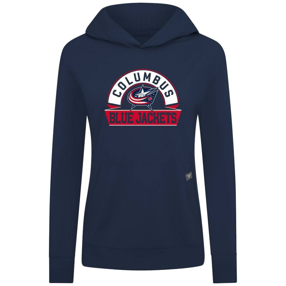 Columbus Blue Jackets Levelwear Women's Relay Banner Arch Pullover Hoodie - Navy | US 203145231