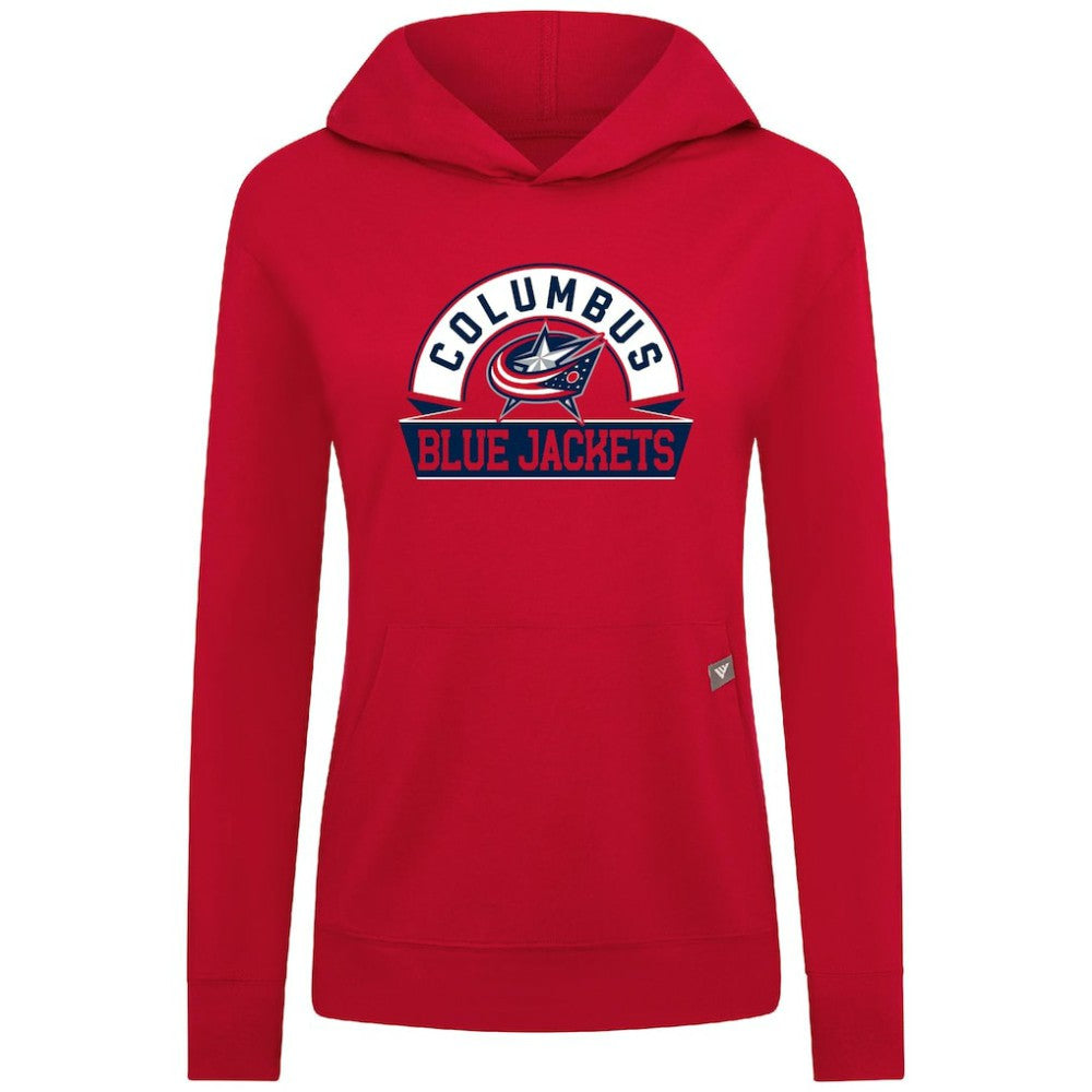 Columbus Blue Jackets Levelwear Women's Relay Banner Arch Pullover Hoodie - Red | US 203145232