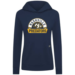 Nashville Predators Levelwear Women's Relay Banner Arch Pullover Hoodie - Navy | US 203145233