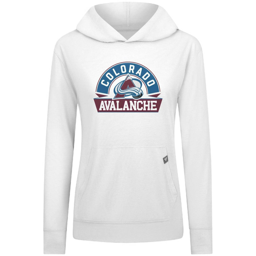Colorado Avalanche Levelwear Women's Relay Banner Arch Pullover Hoodie - White | US 203145235