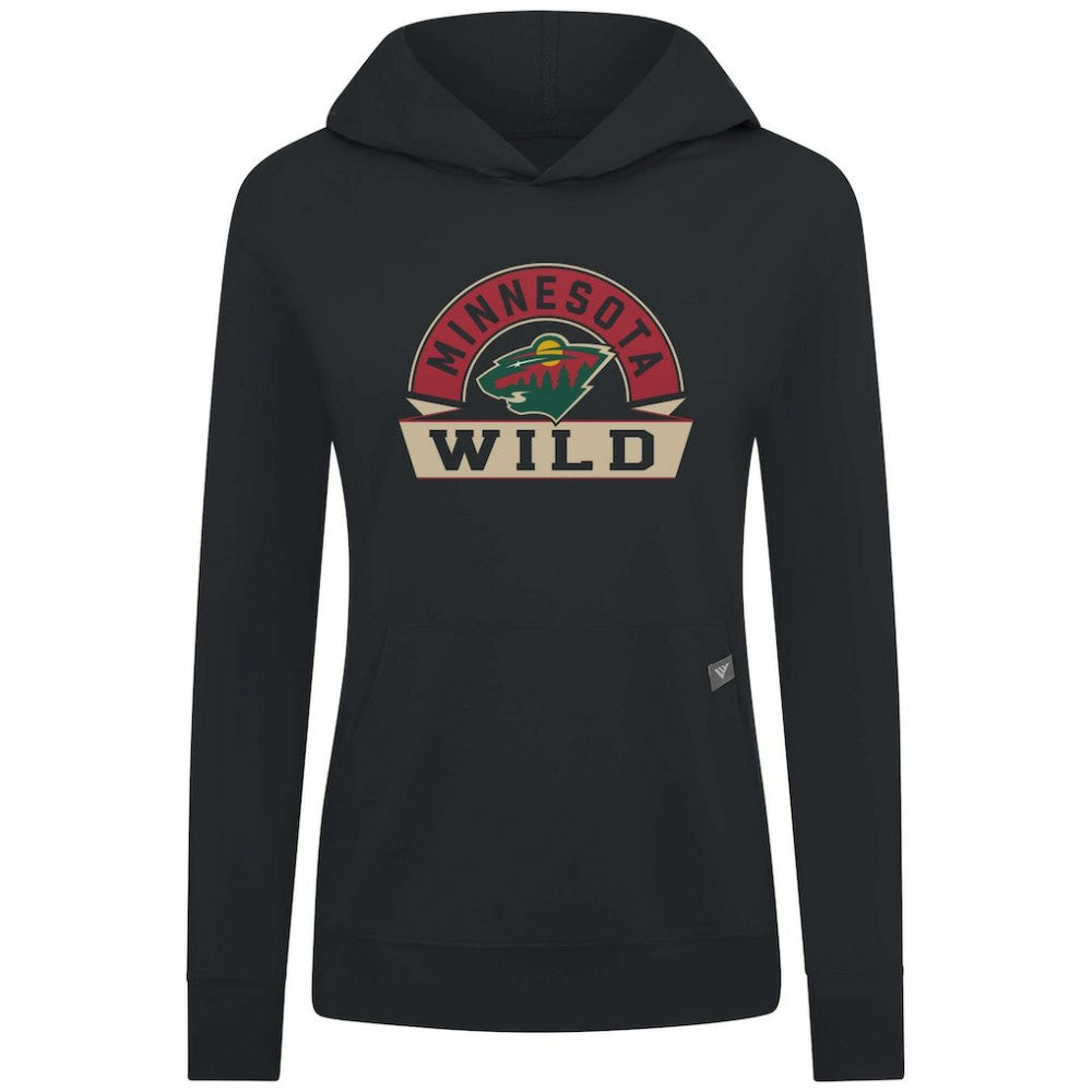 Minnesota Wild Levelwear Women's Relay Banner Arch Pullover Hoodie - Black | US 203145236