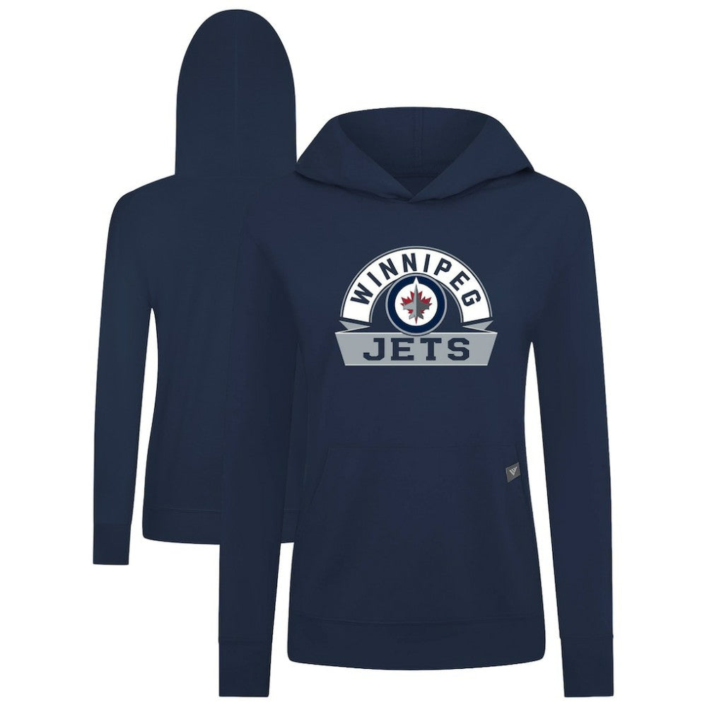 Winnipeg Jets Levelwear Women's Relay Banner Arch Pullover Hoodie - Navy | US 203145242