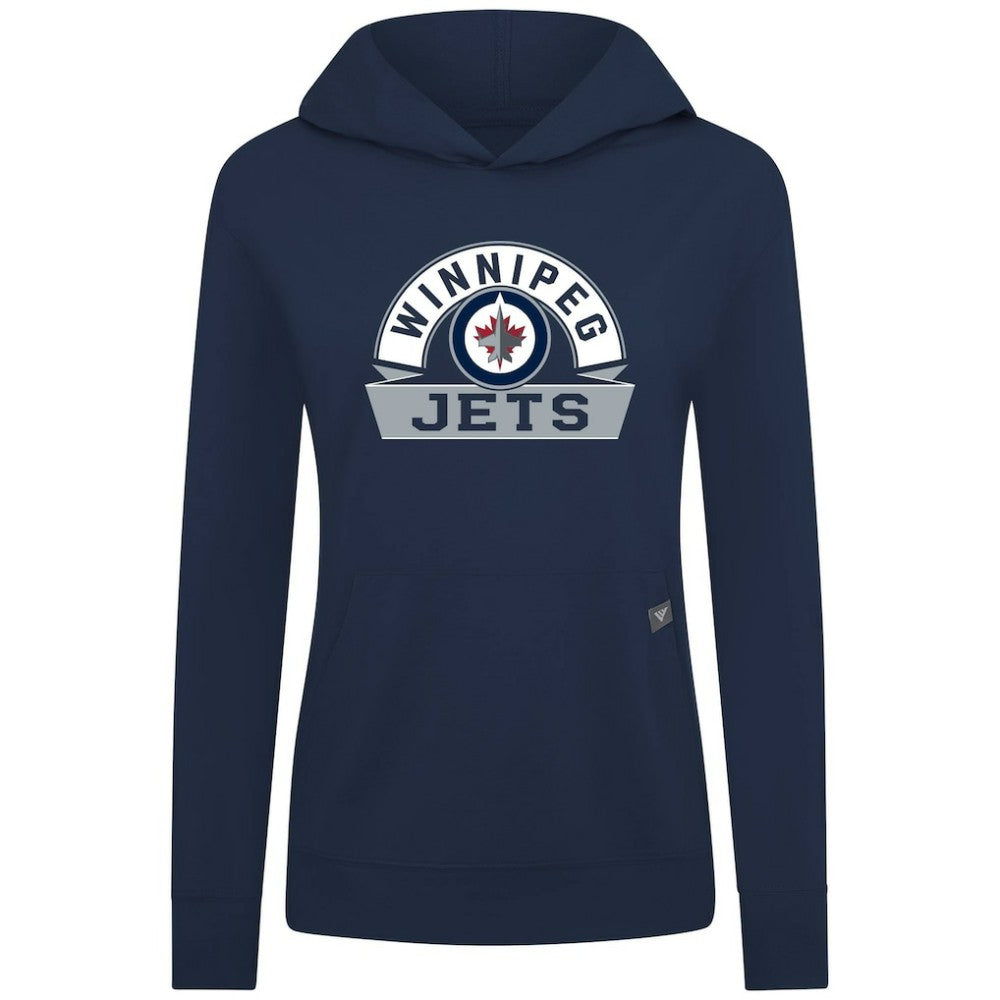 Winnipeg Jets Levelwear Women's Relay Banner Arch Pullover Hoodie - Navy | US 203145242