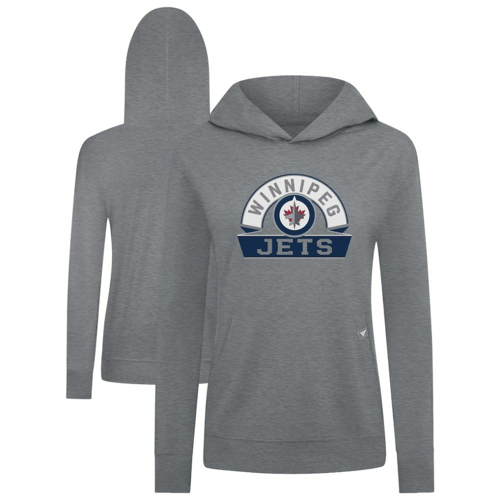 Winnipeg Jets Levelwear Women's Relay Banner Arch Pullover Hoodie - Gray | US 203145243