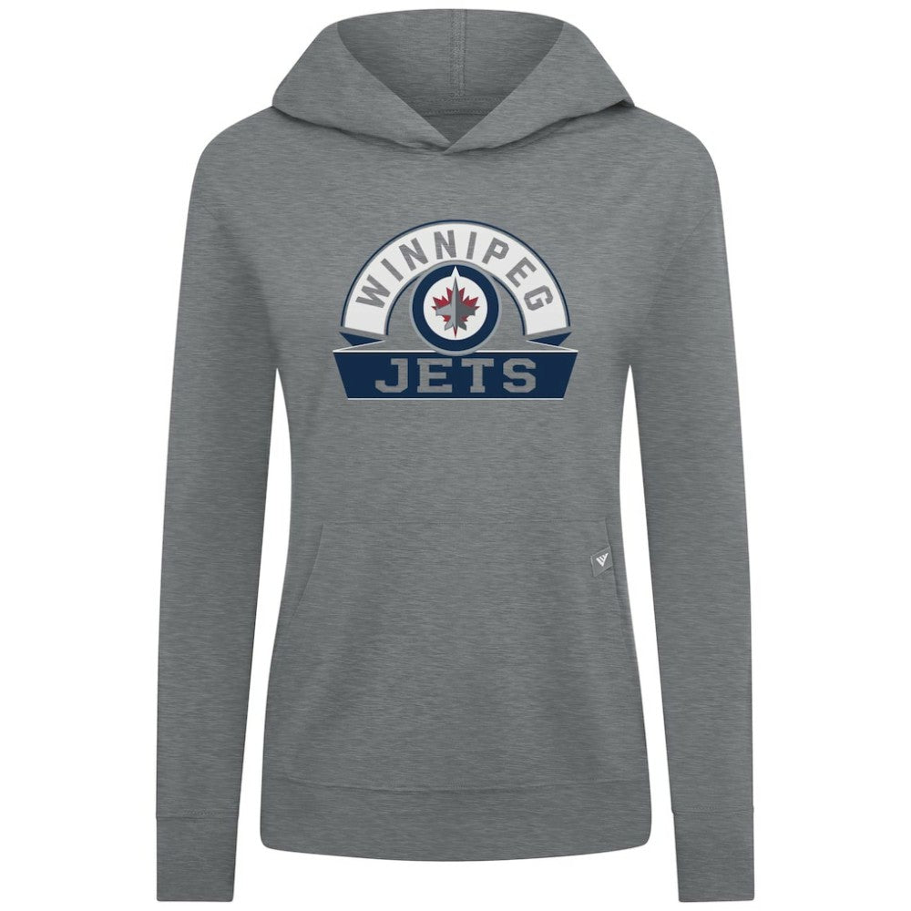 Winnipeg Jets Levelwear Women's Relay Banner Arch Pullover Hoodie - Gray | US 203145243