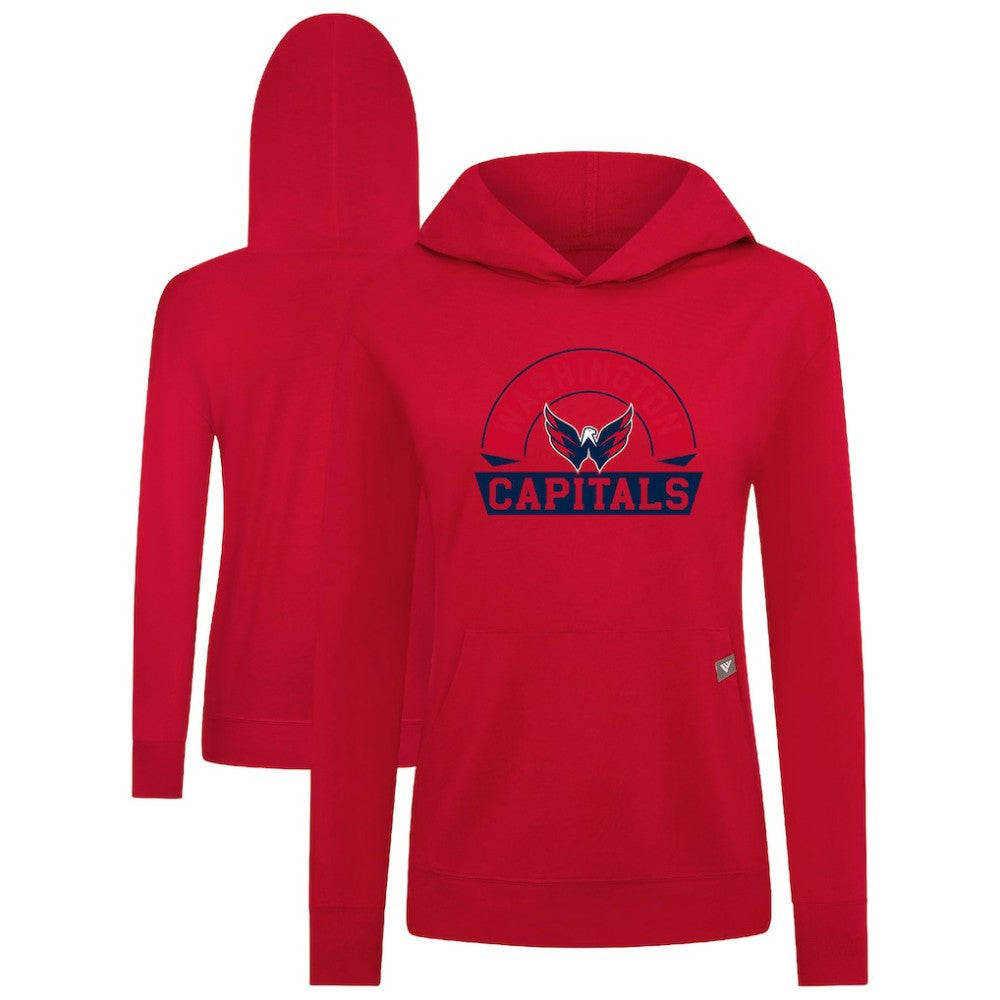 Washington Capitals Levelwear Women's Relay Banner Arch Pullover Hoodie - Red | US 203145257