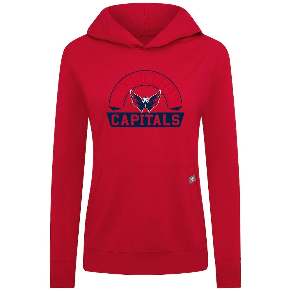 Washington Capitals Levelwear Women's Relay Banner Arch Pullover Hoodie - Red | US 203145257