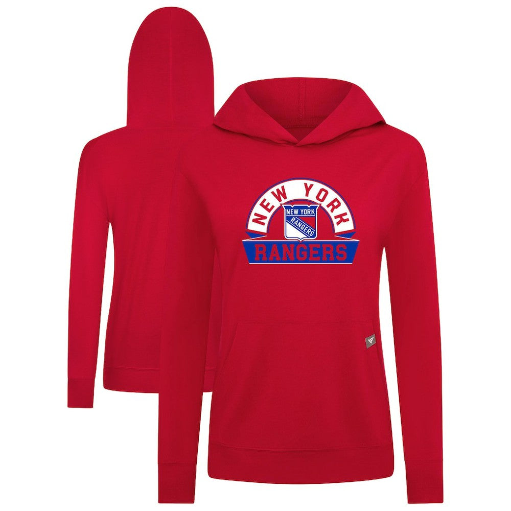 New York Rangers Levelwear Women's Relay Banner Arch Pullover Hoodie - Red | US 203145262