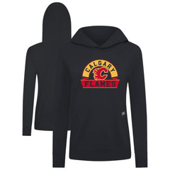 Calgary Flames Levelwear Women's Relay Banner Arch Pullover Hoodie - Black | US 203145263