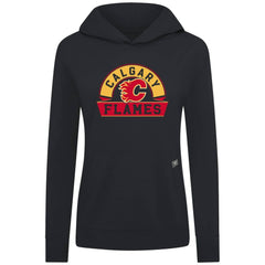 Calgary Flames Levelwear Women's Relay Banner Arch Pullover Hoodie - Black | US 203145263