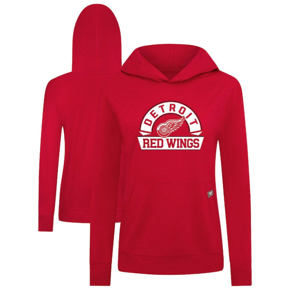 Detroit Red Wings Levelwear Women's Relay Banner Arch Pullover Hoodie - Red | US 203145267
