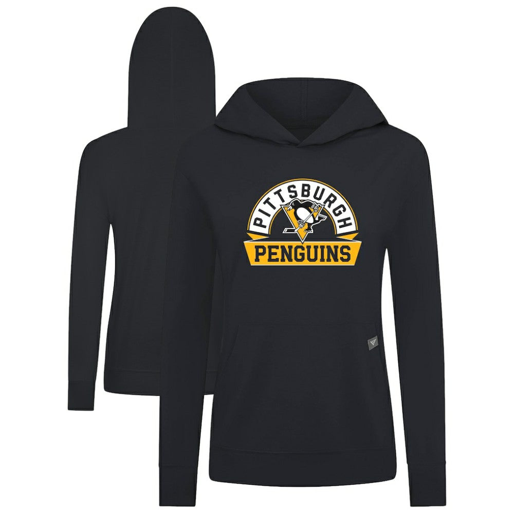 Pittsburgh Penguins Levelwear Women's Relay Banner Arch Pullover Hoodie - Black | US 203145272