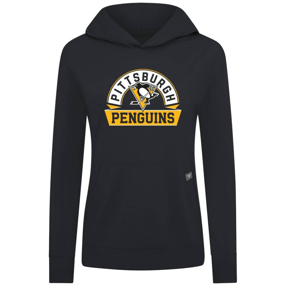 Pittsburgh Penguins Levelwear Women's Relay Banner Arch Pullover Hoodie - Black | US 203145272