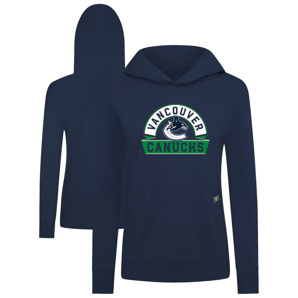 Vancouver Canucks Levelwear Women's Relay Banner Arch Pullover Hoodie - Navy | US 203145274