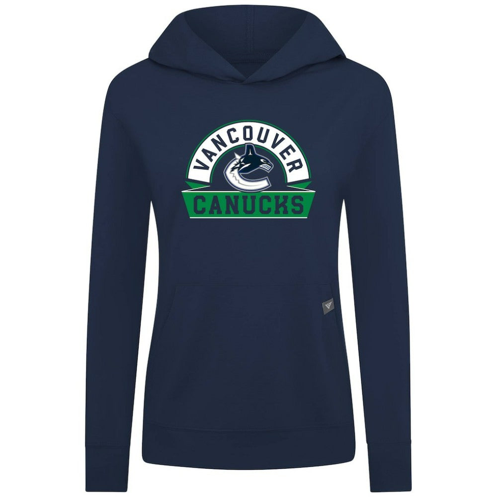 Vancouver Canucks Levelwear Women's Relay Banner Arch Pullover Hoodie - Navy | US 203145274