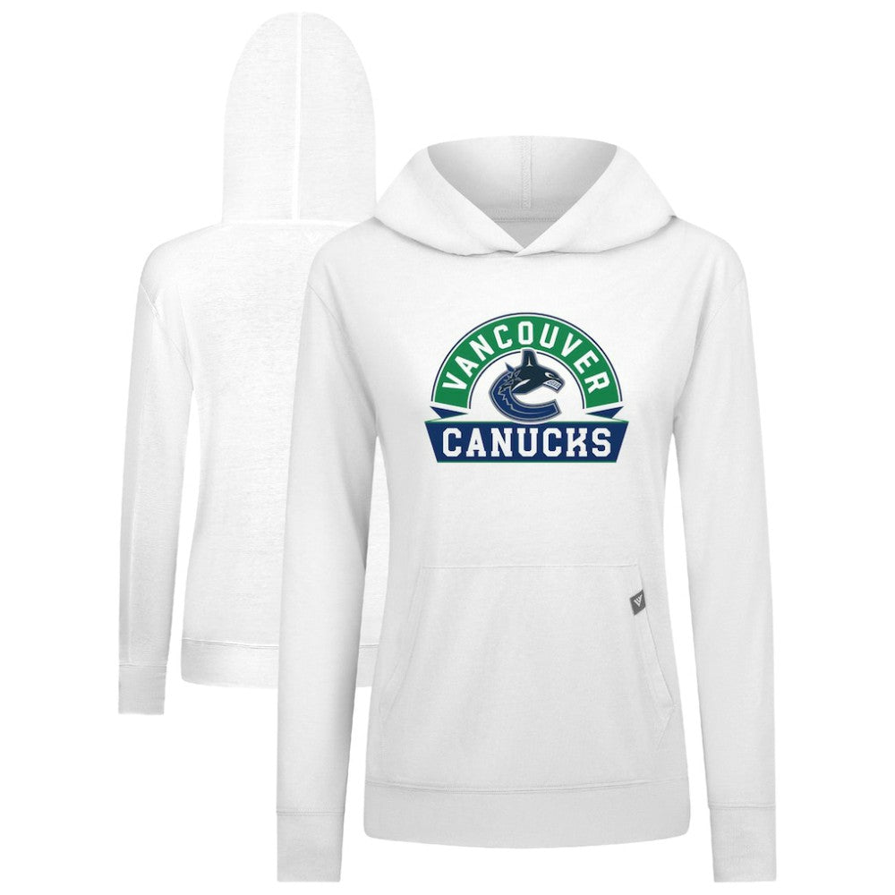 Vancouver Canucks Levelwear Women's Relay Banner Arch Pullover Hoodie - White | US 203145276