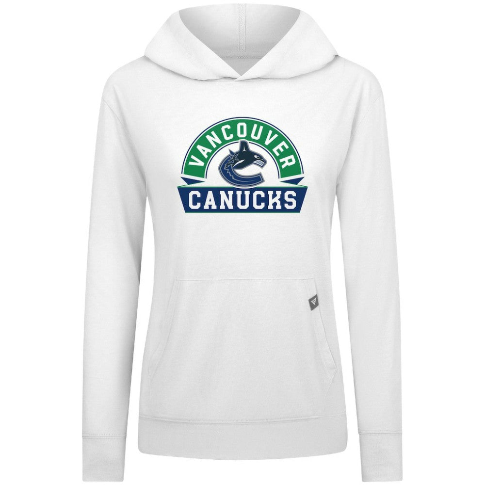 Vancouver Canucks Levelwear Women's Relay Banner Arch Pullover Hoodie - White | US 203145276