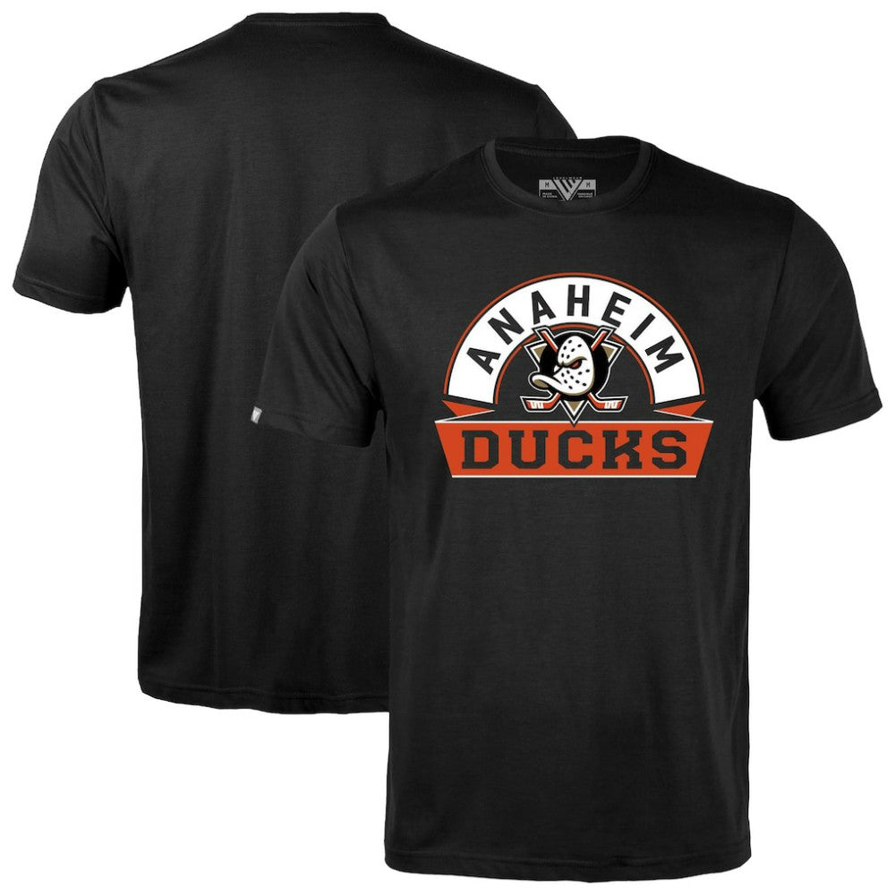 Anaheim Ducks Levelwear Richmond Banner Arch T-Shirt - Black | US 203145315