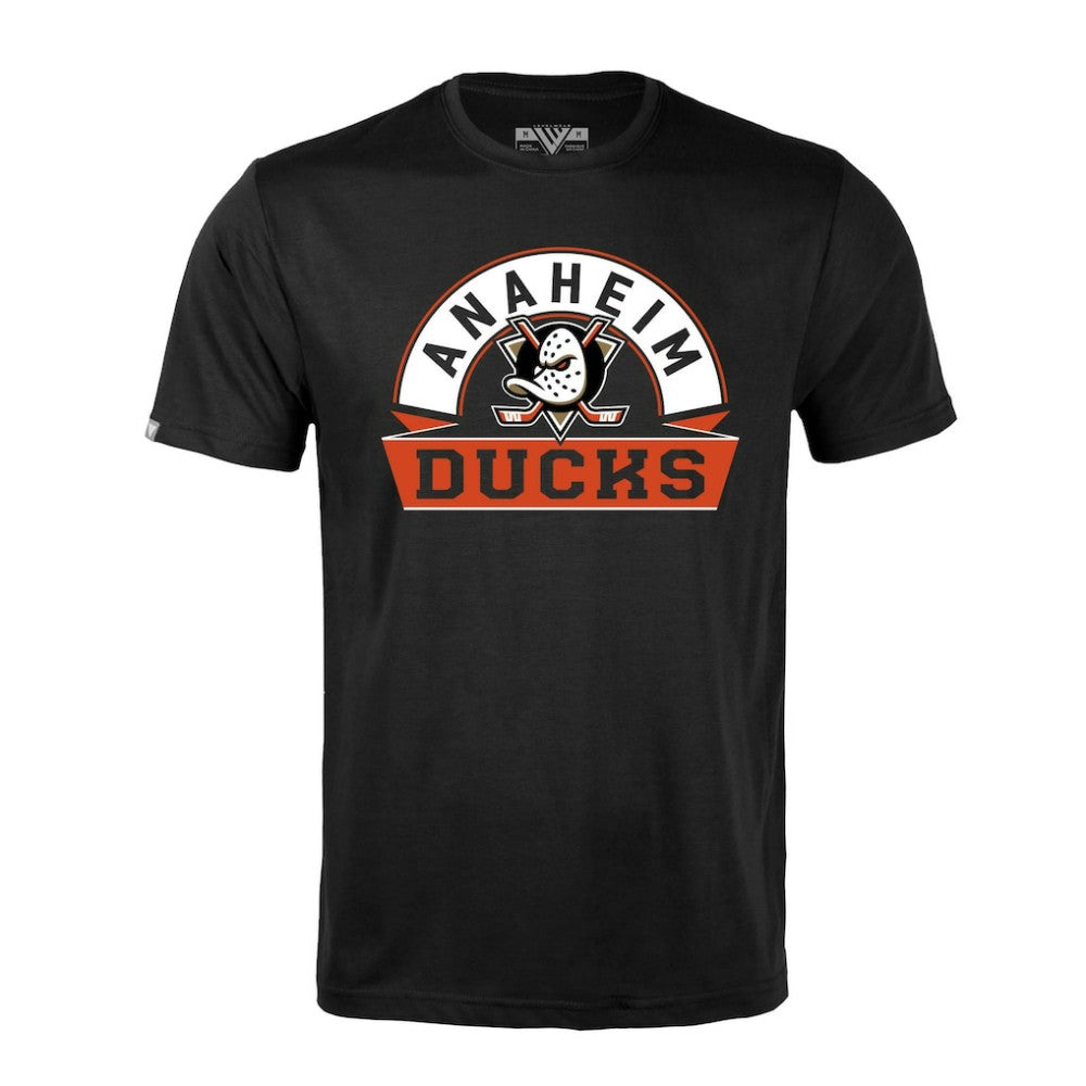 Anaheim Ducks Levelwear Richmond Banner Arch T-Shirt - Black | US 203145315