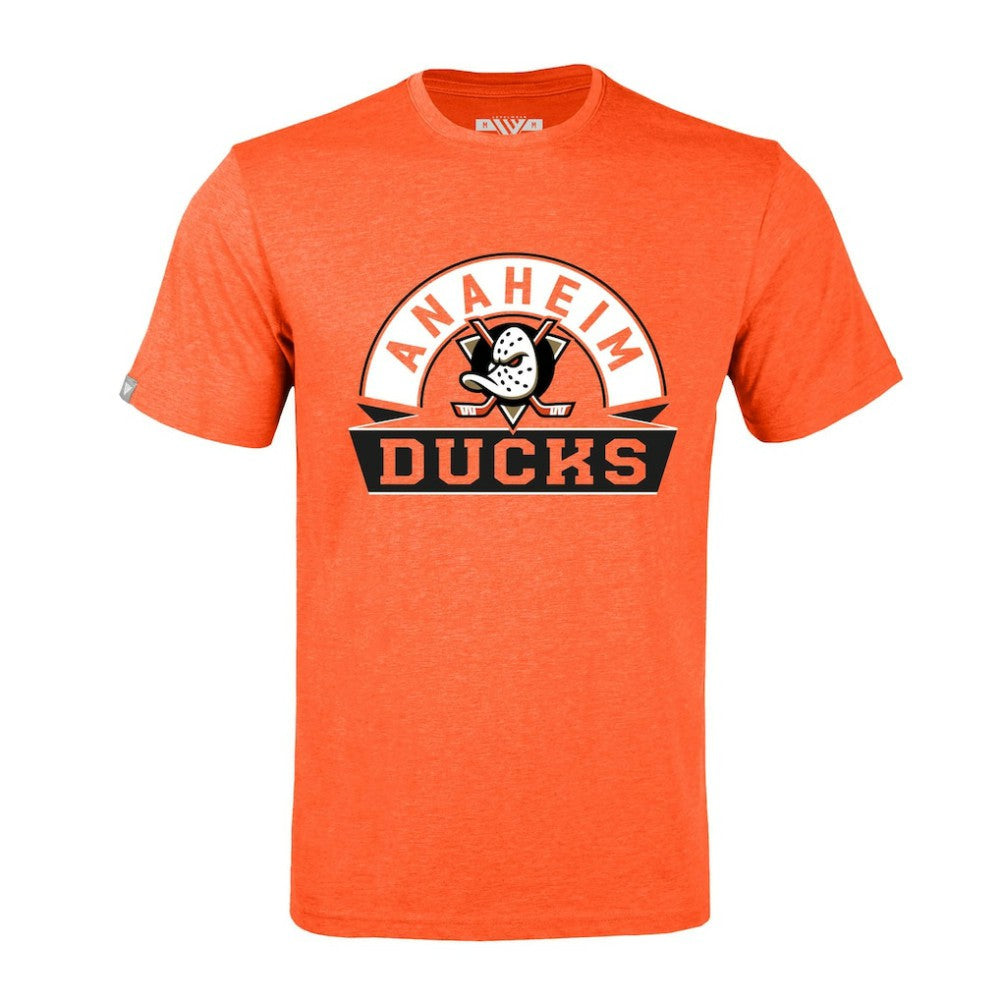 Anaheim Ducks Levelwear Richmond Banner Arch T-Shirt - Heather Orange | US 203145319
