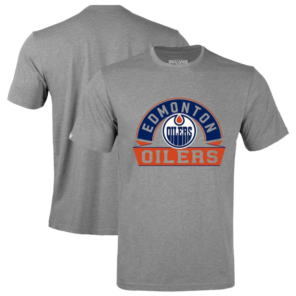 Edmonton Oilers Levelwear Richmond Banner Arch T-Shirt - Gray | US 203145332