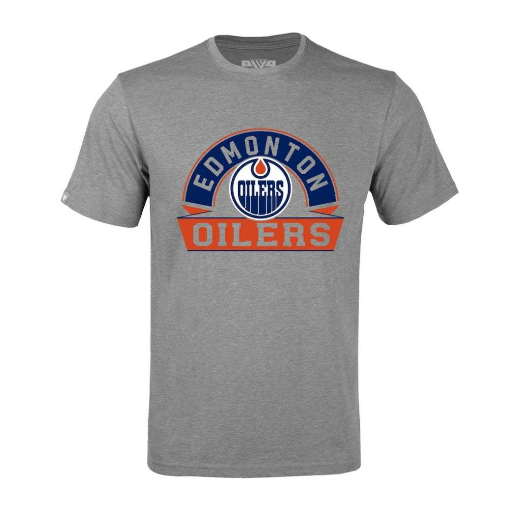 Edmonton Oilers Levelwear Richmond Banner Arch T-Shirt - Gray | US 203145332