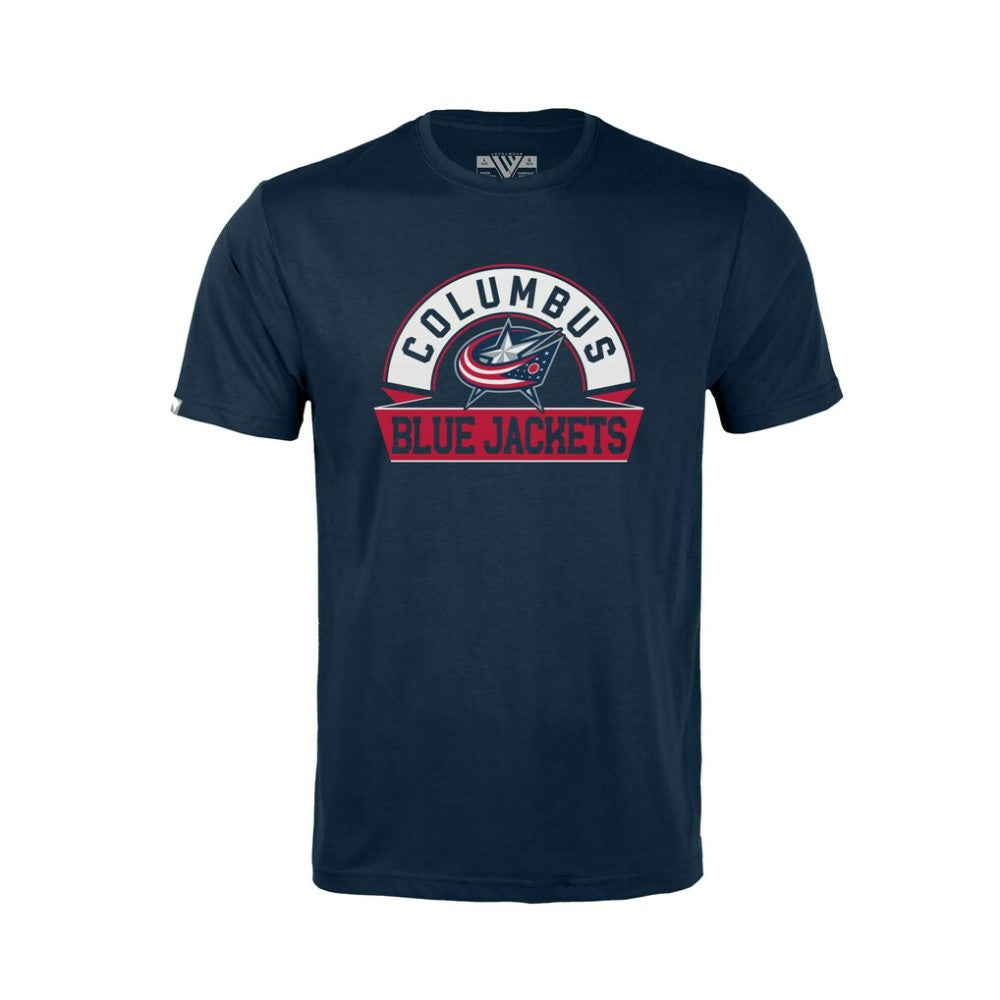 Columbus Blue Jackets Levelwear Youth Little Richmond Banner Arch T-Shirt - Navy | US 203145543