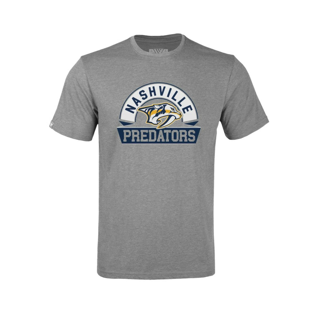 Nashville Predators Levelwear Youth Little Richmond Banner Arch T-Shirt - Gray | US 203145545