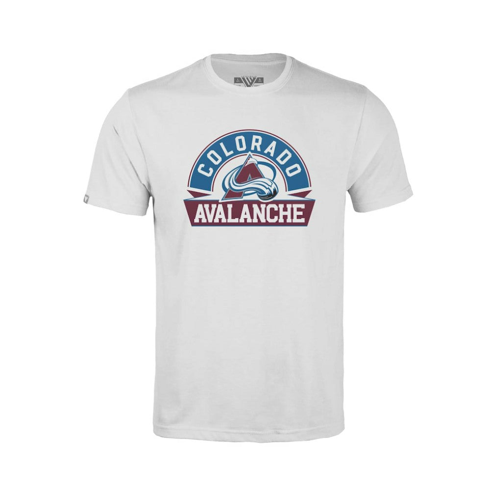 Colorado Avalanche Levelwear Youth Little Richmond Banner Arch T-Shirt - White | US 203145547