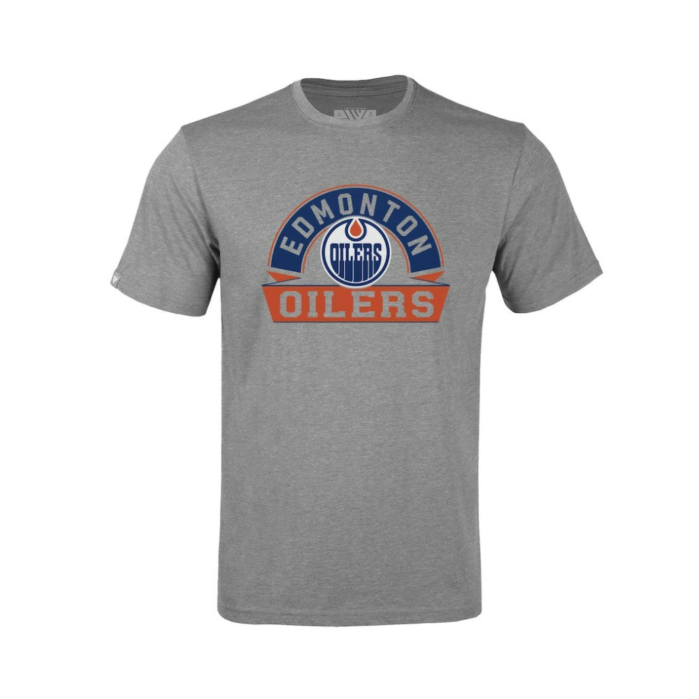 Edmonton Oilers Levelwear Youth Little Richmond Banner Arch T-Shirt - Gray | US 203145572