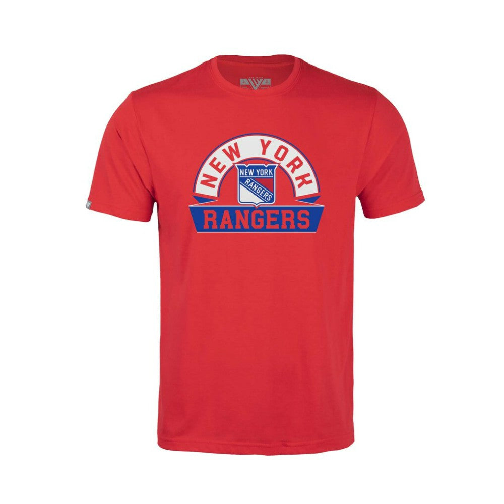 New York Rangers Levelwear Youth Little Richmond Banner Arch T-Shirt - Red | US 203145586