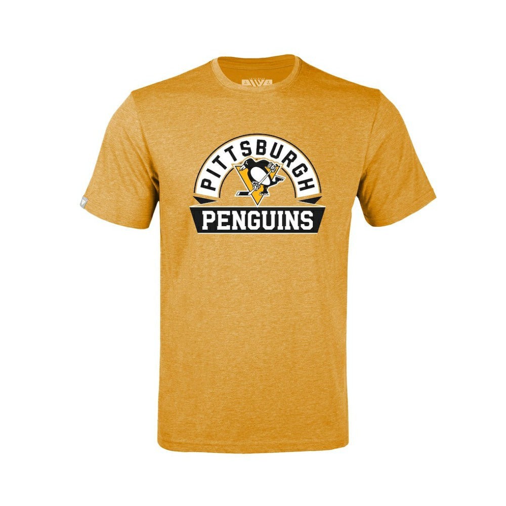 Pittsburgh Penguins Levelwear Youth Little Richmond Banner Arch T-Shirt - Gold | US 203145592