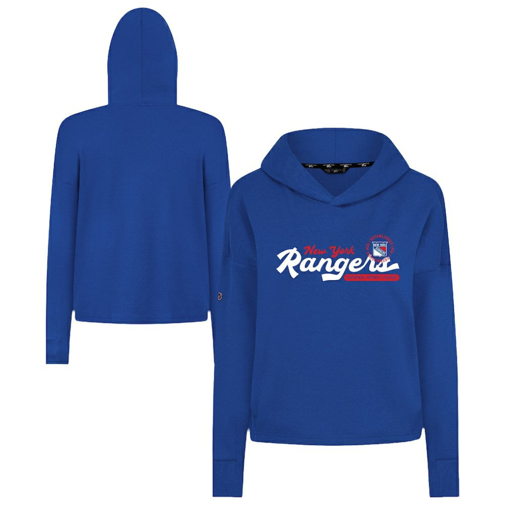 New York Rangers Levelwear Women's Sweet Monument Tri-Blend Cropped Pullover Hoodie - Royal | US 203145658