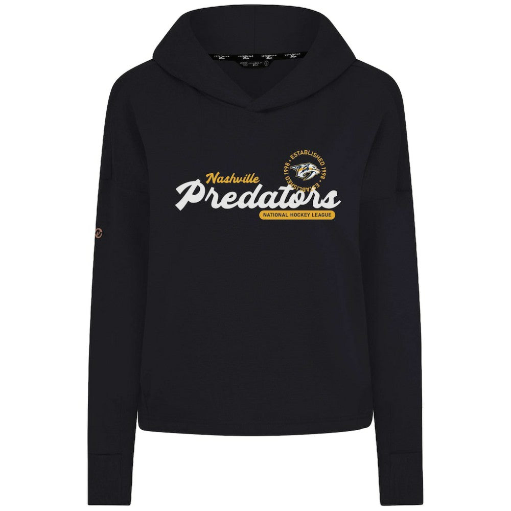 Nashville Predators Levelwear Women's Sweet Monument Tri-Blend Cropped Pullover Hoodie - Black | US 203145659