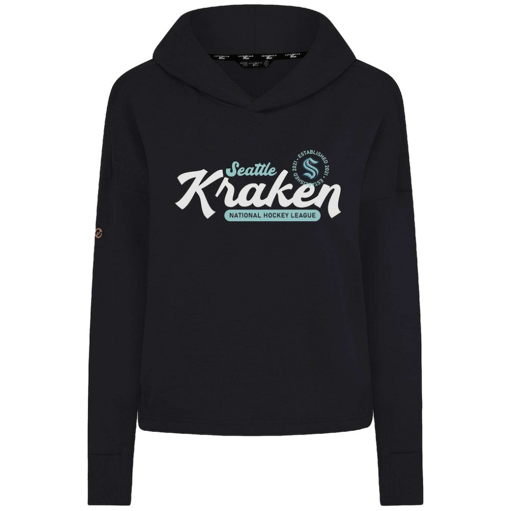 Seattle Kraken Levelwear Women's Sweet Monument Tri-Blend Cropped Pullover Hoodie - Black | US 203145660
