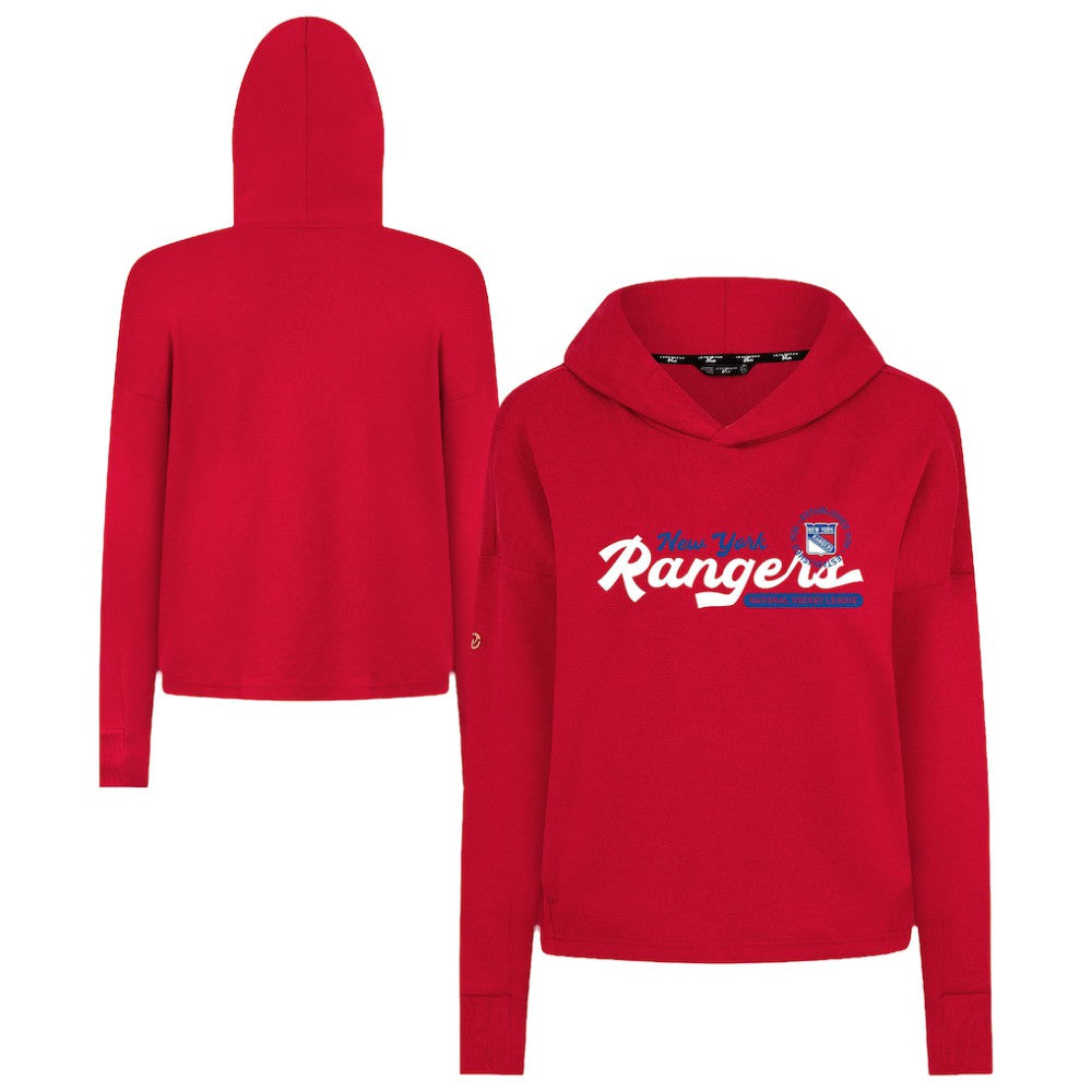 New York Rangers Levelwear Women's Sweet Monument Tri-Blend Cropped Pullover Hoodie - Red | US 203145661